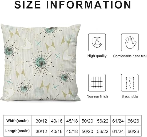 Miniatura 2 de Funda de almohada retro de los años 50, moderna, con patrón de mediados de siglo, acogedora y suave, para sala de estar, dormitorio, sofá cama