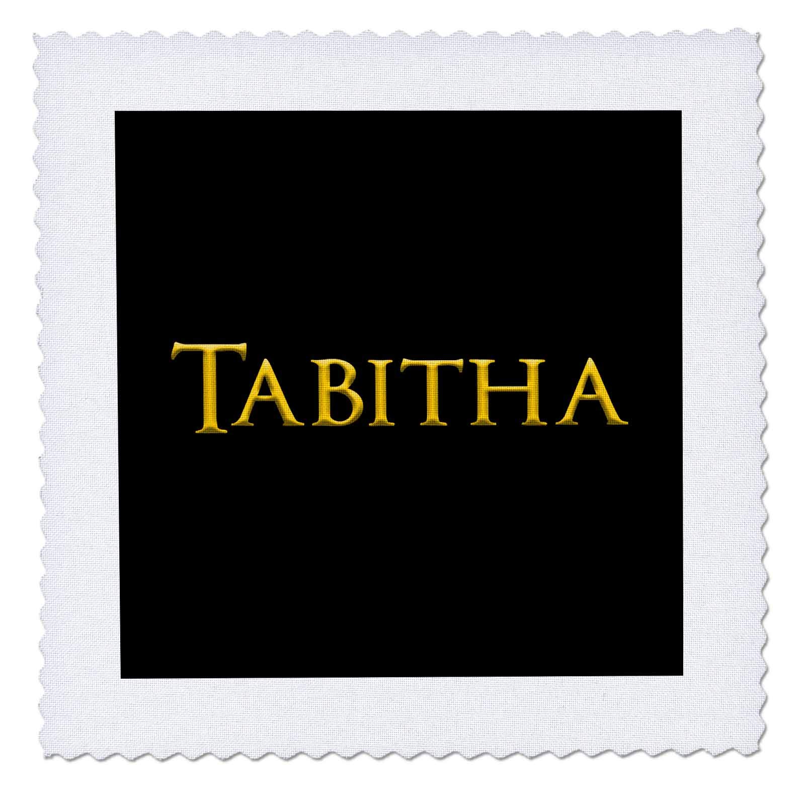 8x8 inch Quilt Square - Tabitha Prevailing Girl Name in The USA. Yellow on Black Amulet Alexis Design - Popular Female Names in USA