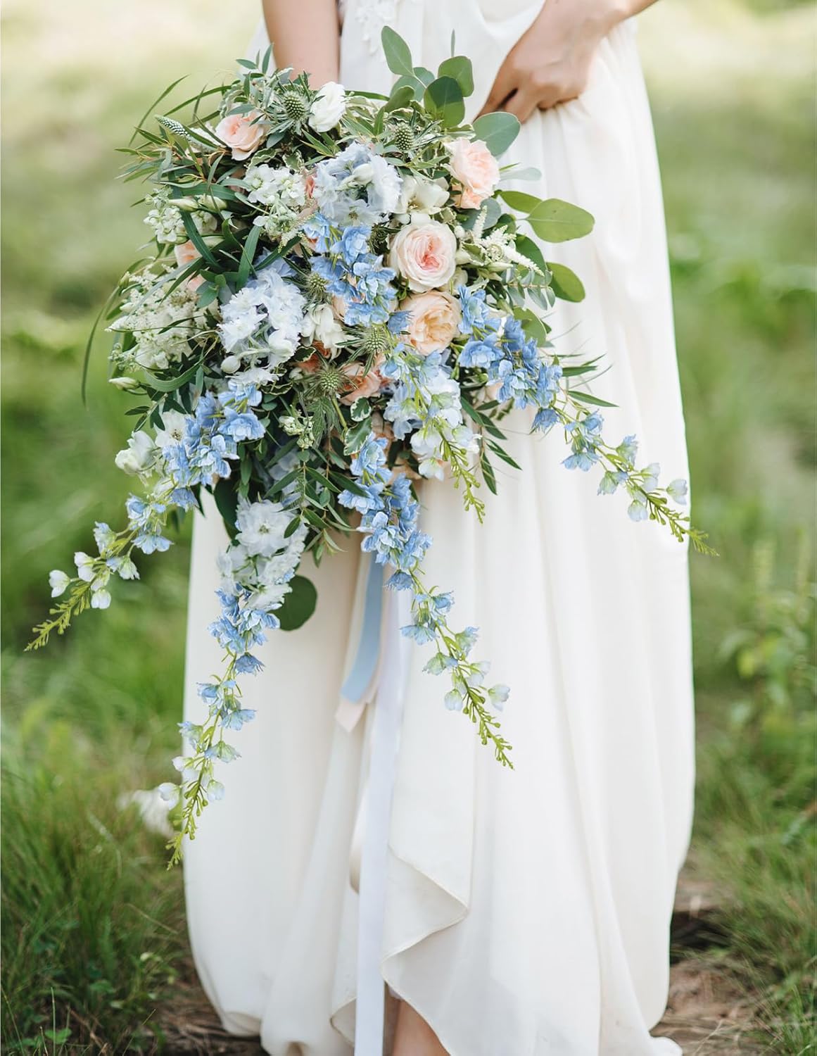 Blue Delphinium Artificial Flowers 6PCS 40.55" Long Stem Silk Larkspur Snapdragon Flowers for Tall Vase for Home Wedding Table Decor(Blue) - Image 4