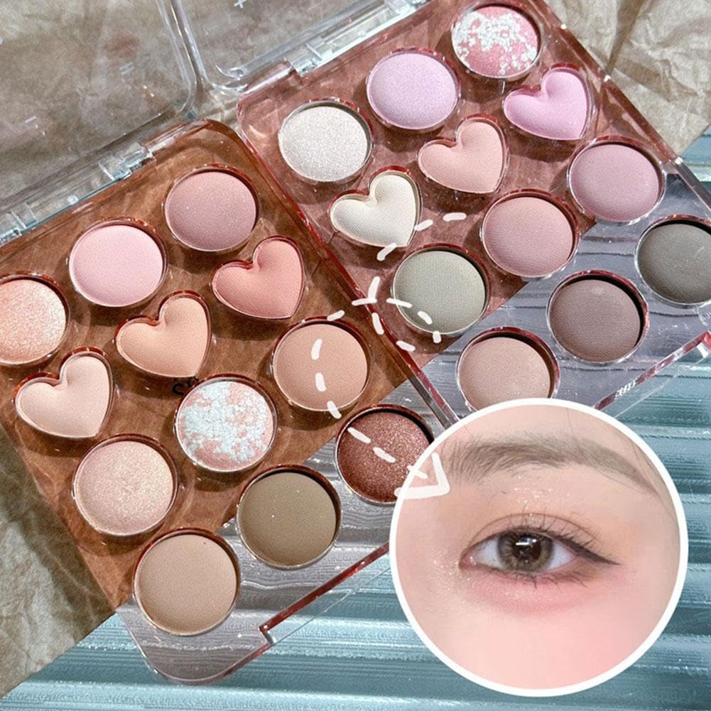 Amazon.co.jp: 12色のアイシャドウパレット、ラブハートシェイプシマー