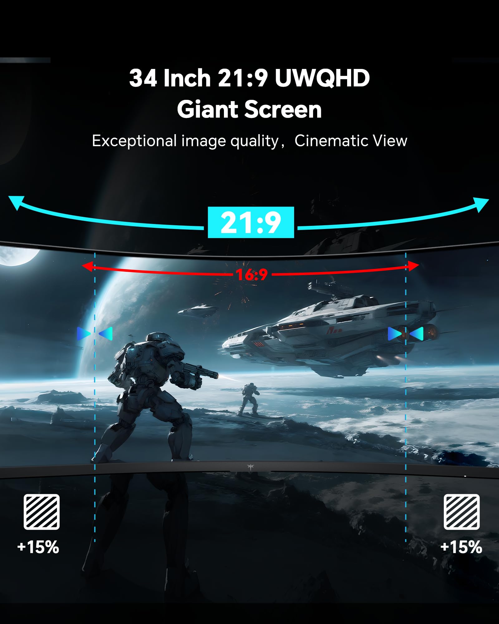 KTC Monitor curvo para juegos UWQHD de 34 pulgadas, monitor de PC ultraancho 3440x1440 1500R, 180Hz, 21:9, sincronización adaptativa, MPRT de 1 ms, contraste 4000:1, PIP/PBP, ajuste de altura de