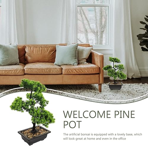 Miniatura 3 de ERINGOGO Bonsái artificial en maceta, plantas falsas en maceta, pino falso en maceta, plantas japonesas artificiales de bonsái para interiores,