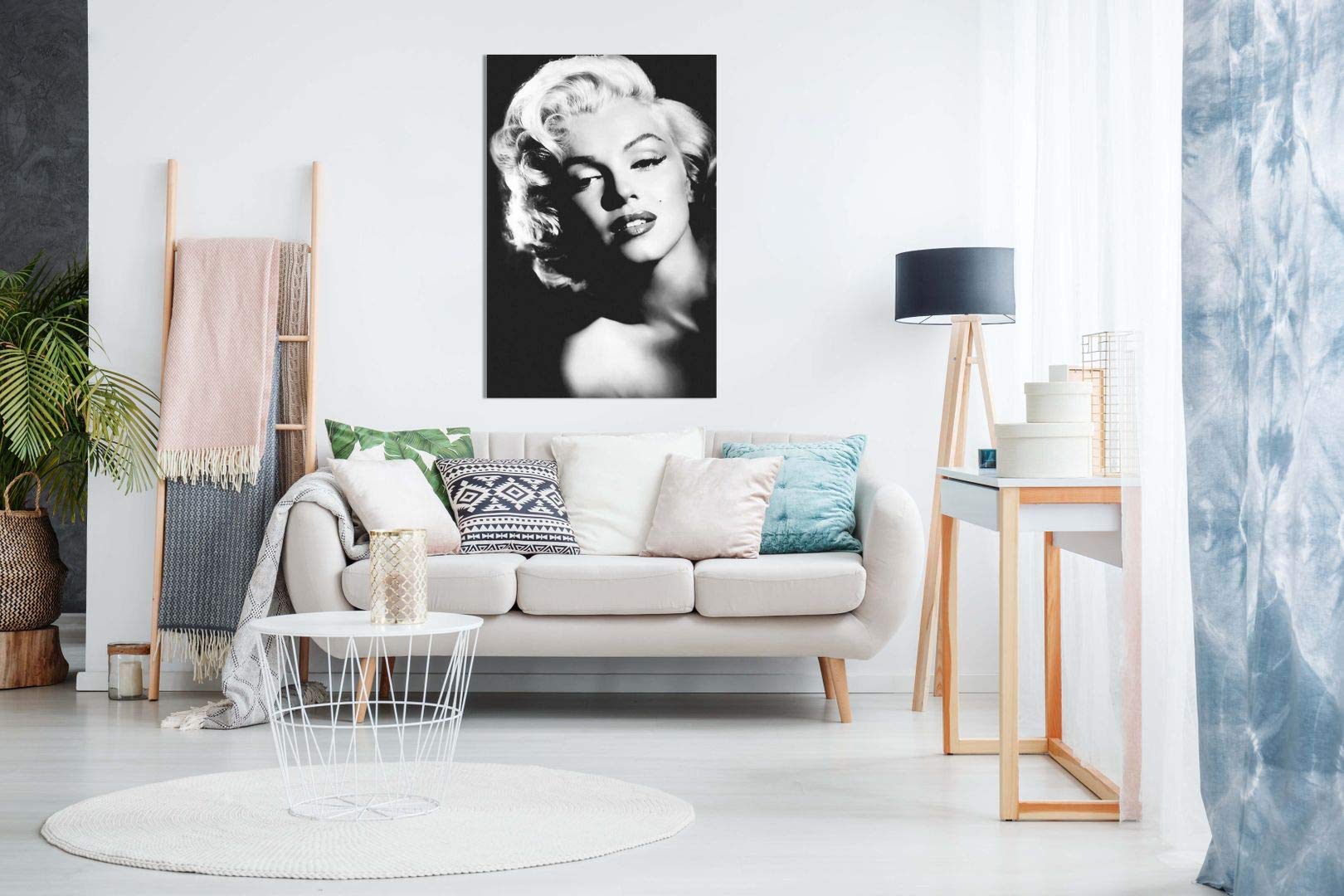 MARILYN MONROE Print Schwarz und Weiß Leinwand Kunstdruck Bild, schwarz/weiß, A0 91x61cm (36x24in)