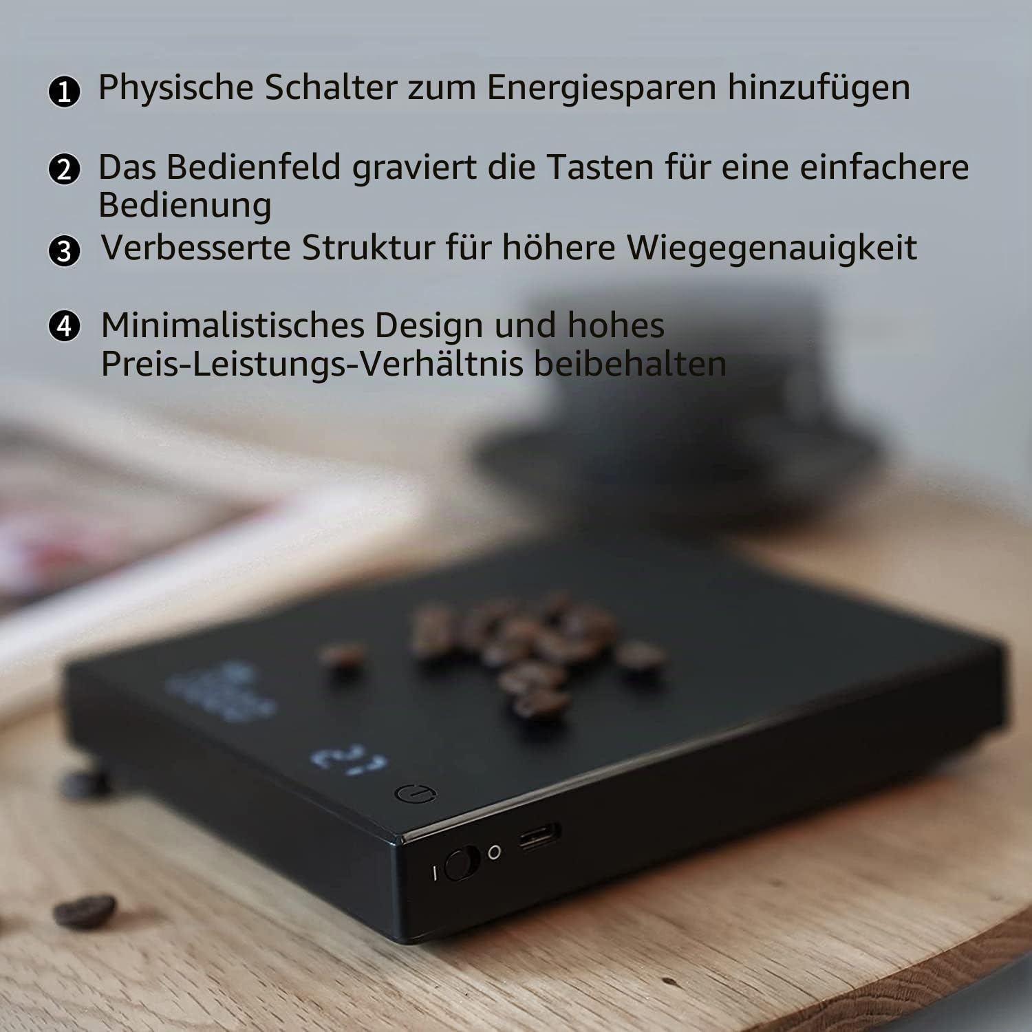 TIMEMORE Kaffeewaage, Espresso-Waage, Digitale Kaffeewaage mit Timer, 2000 g (Schwarz)
