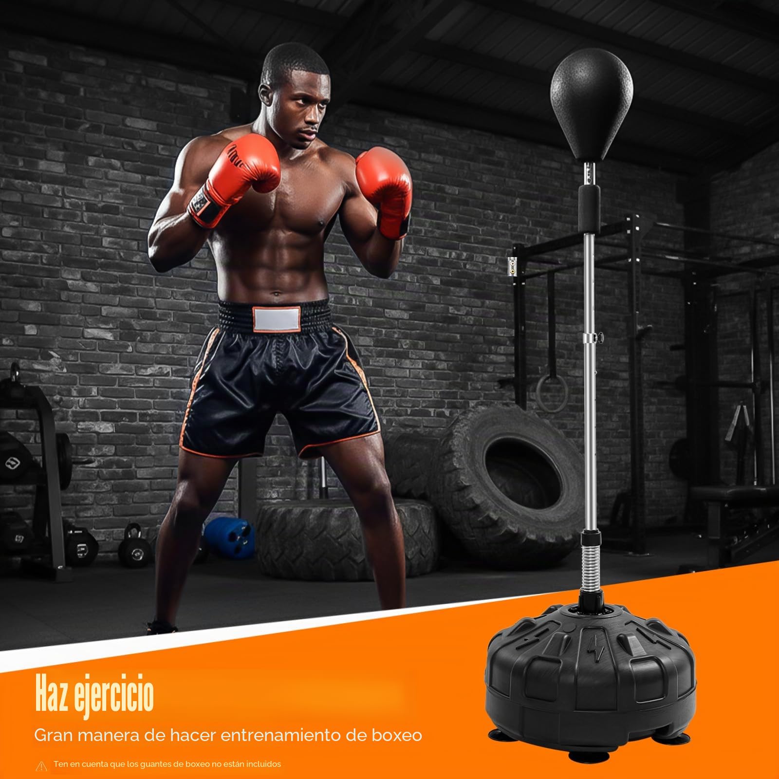 Punching Ball de altura ajustable 120-160 cm, pera de boxeo de pie con resorte de rebote de 90°, pelota de boxeo para niños, adolescentes y adultos, entrenamiento en casa, gimnasio y