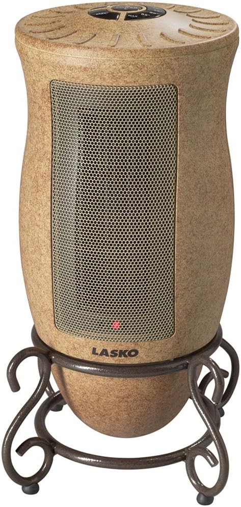 Lasko Oscillating Ceramic Designer Series Space Heater for Home with Adjustable Thermostat, Timer and 2-Speeds, 16 Inches, 1500W, Beige, 6405 , Gold Gold Heater