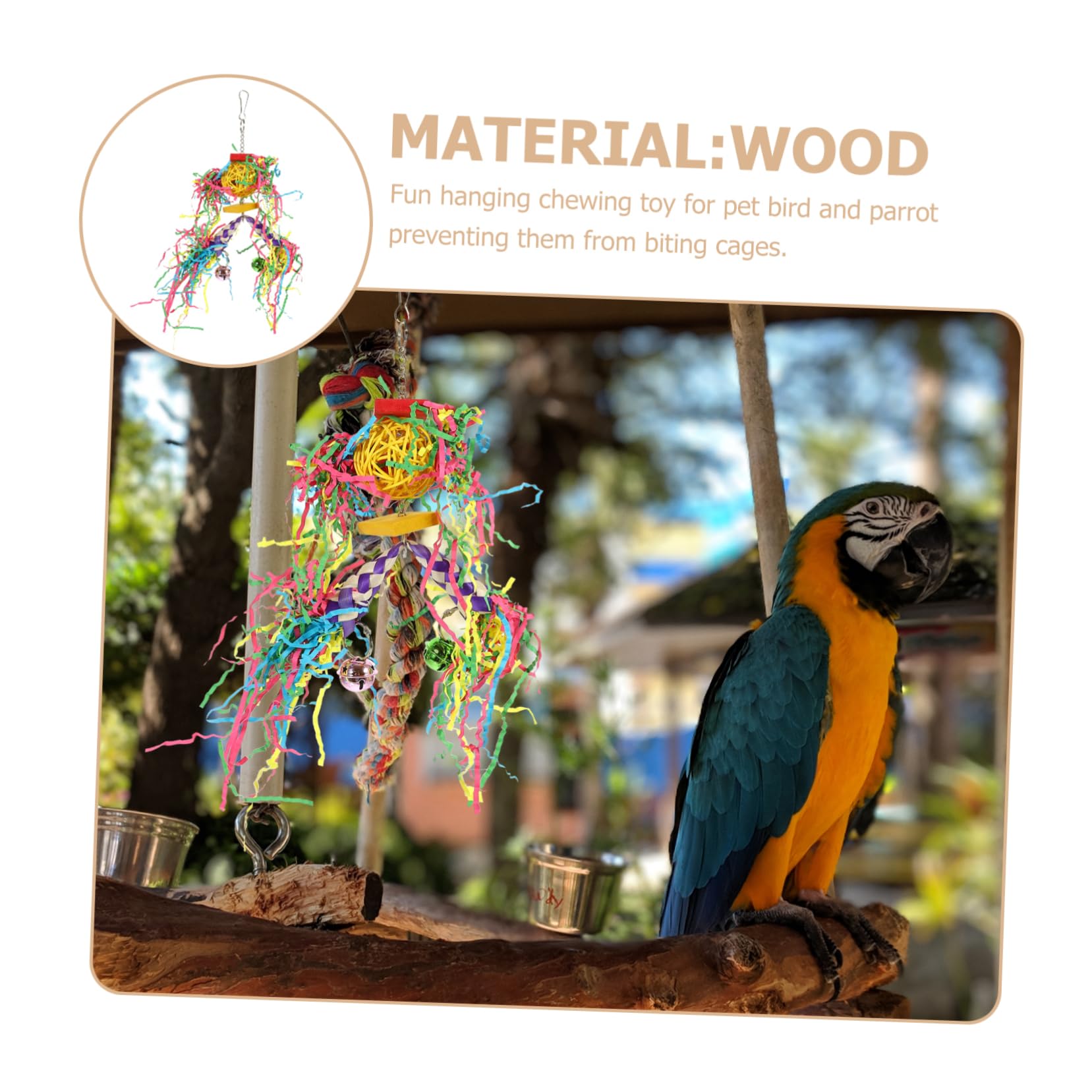 POPETPOP 2ensembles Jouets à Mâcher pour Perroquets Accessoires Suspendus pour Cage à Oiseaux Stimule Activité Physique Oiseaux