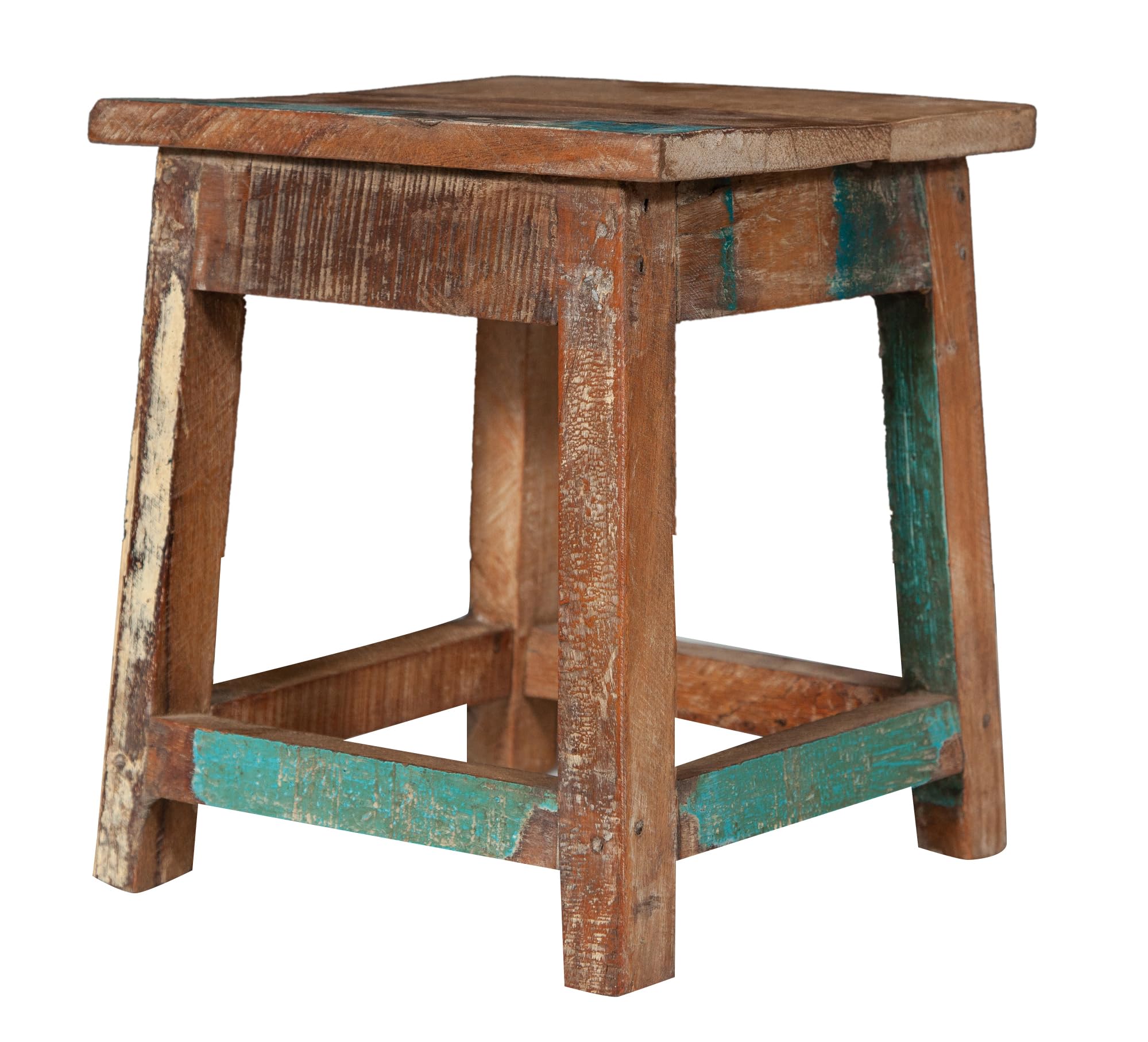 Biscottini Sgabello in legno basso quadrato 26x26x30 cm - Sgabellino da bagno - Panchetto in legno riciclato - Sgabellino piccolo - Supporto per piante - Sgabelli da ristorante, bar e cucina