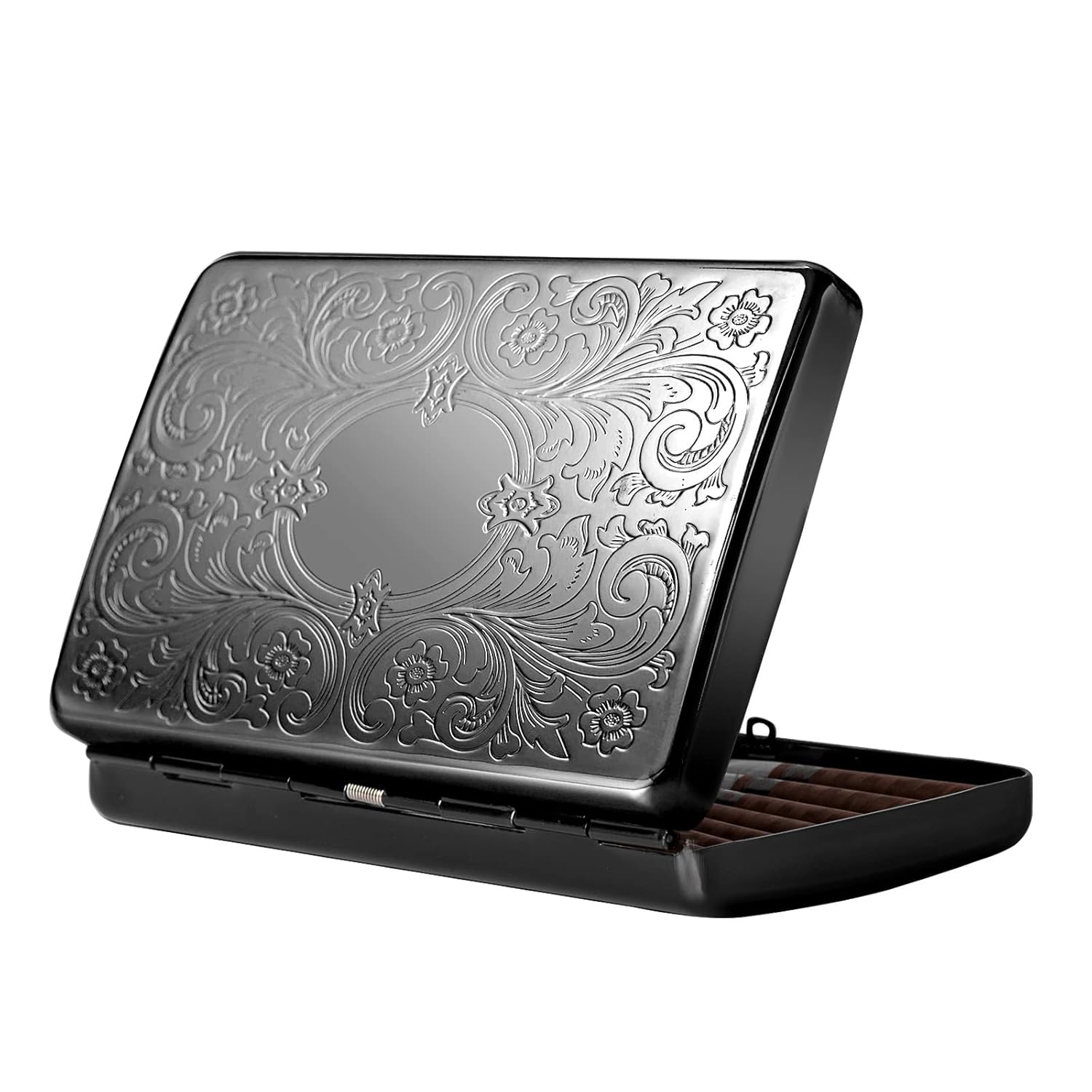 Retro Metal Cigarette Case Box Double Sided Spring Clip