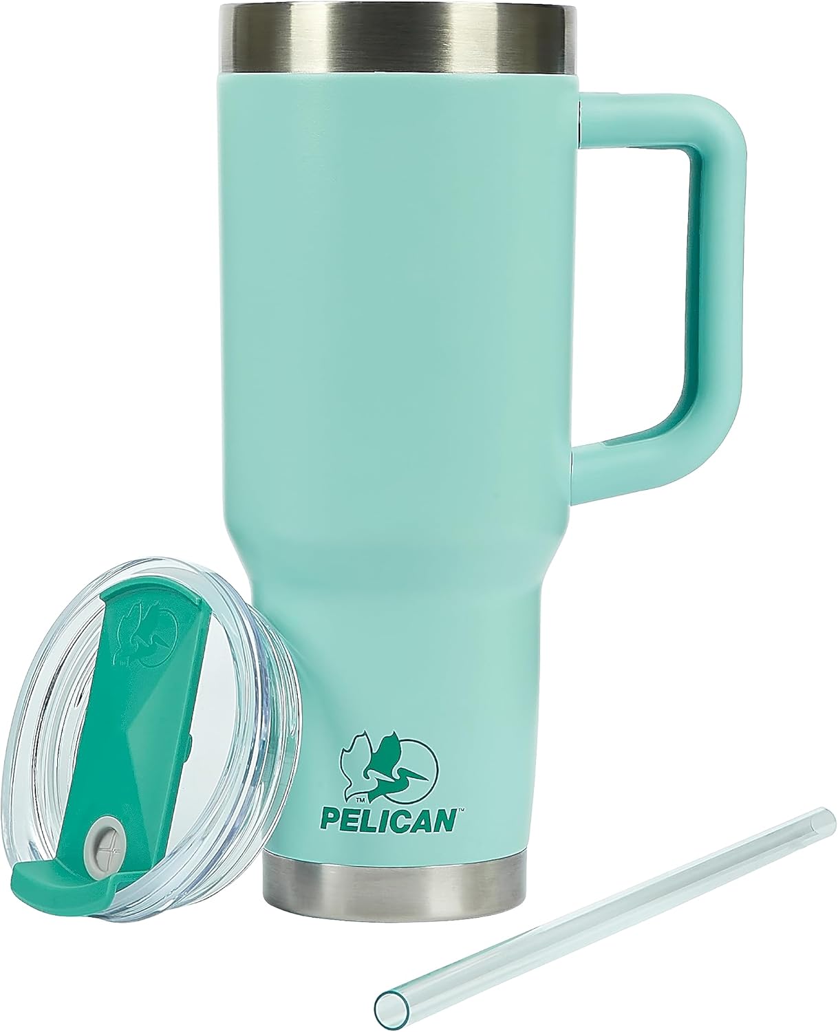 Pelican Hydration Pelican Porter™ 40 oz Vacuum Insulated Tumbler - Recycled Stainless Steel Double Wall Travel with Dual Lid, Powder Coated Insulated Coffee Mug For Hot Cold Drinks, Seafoam - Image 7