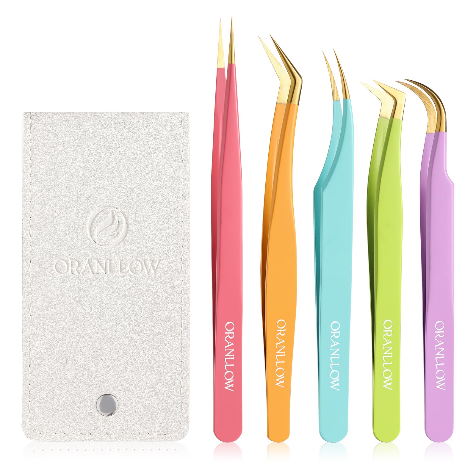 5 PCS High Precision Lash Tweezers Set for Volume Lash Extensions White 5