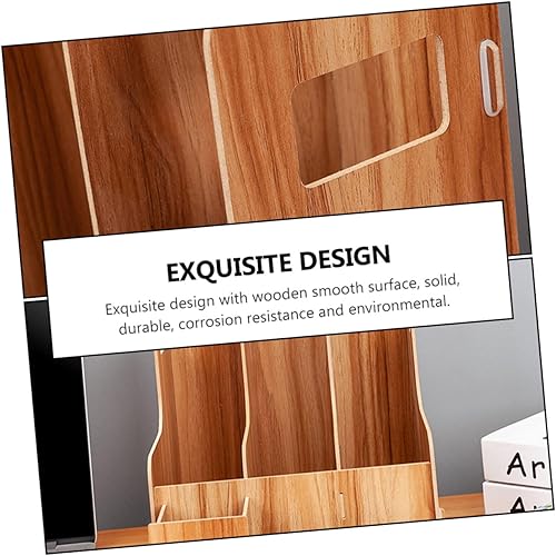 Miniatura 5 de Tofficu Organizador de almacenamiento de escritorio de madera multiusos, estante de archivos creativo para oficina y hogar, diseño de compartimento