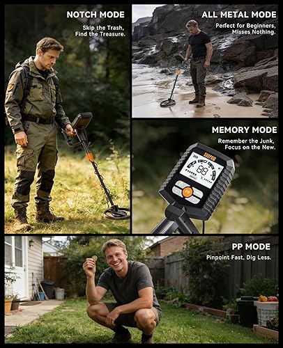 Miniatura 5 de SUNPOW Detector de metales para adultos y niños, kit de detector de metales para niños, resistente al agua para detección de oro, antiinterferencia