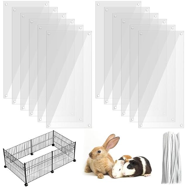 12 Unidades de Bandeja para Jaula de Mascotas, Placas de Plástico Transparente para Defensa de Orina