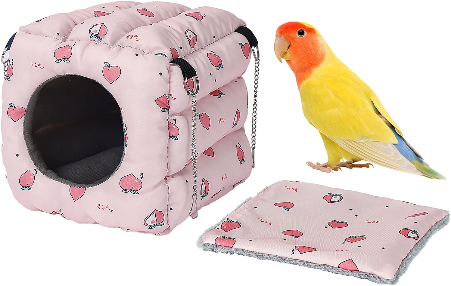 Large Size Warm Bird Nest Snuggle Tent Parrot Winter Cave Bed with Detachable Inner Pad for Small Medium Parrot Animal Warm Birds House Hanging Hideaway Cave Bed Tent Toy for Most Birds Parrots : Pet Supplies