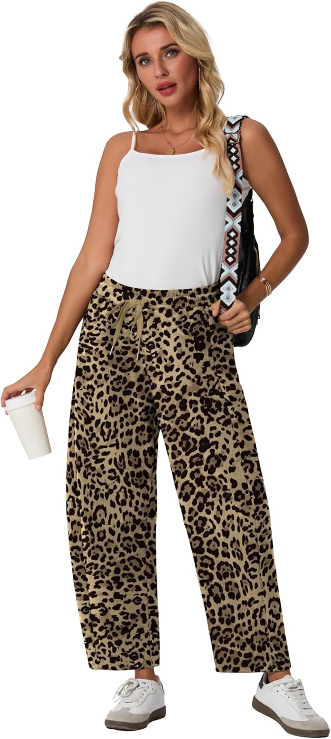 Lepunuo Barrel Sweatpants Women Casual Baggy Elastic Waisted Pants Wide Leg Gym Trousers with Pockets - Image 2