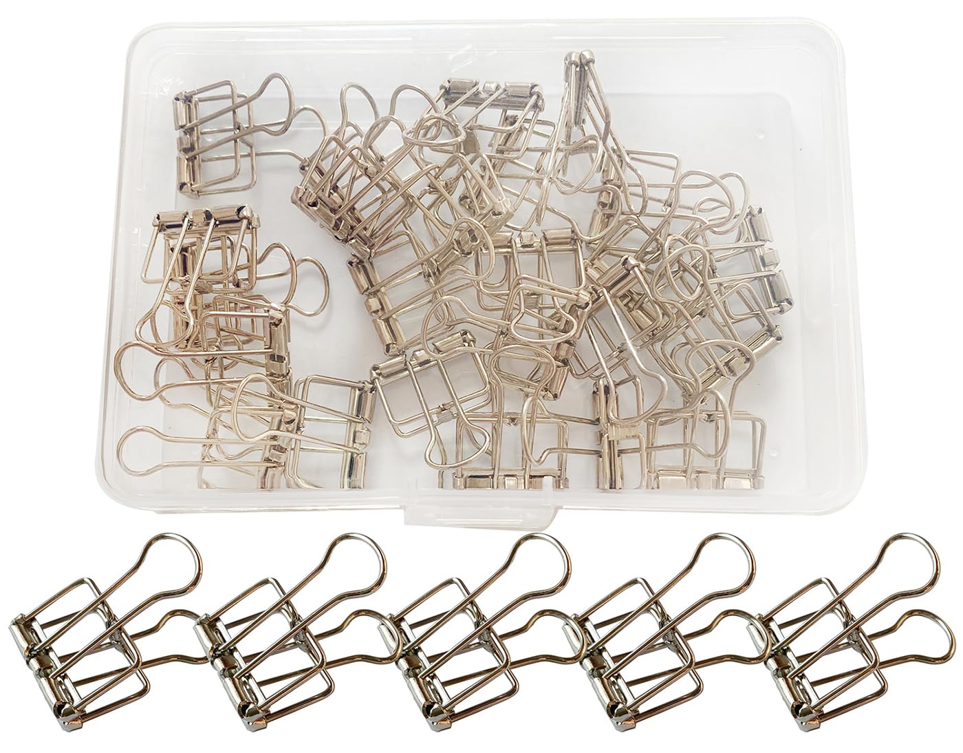 Wenlly 25 Pack Metal Wire Binder Clip Set, Multi-Purpose Hollow Paper Clips, 0.79 inch/ 20mm Small Paper Clamps for Office, School Supplies, Silver