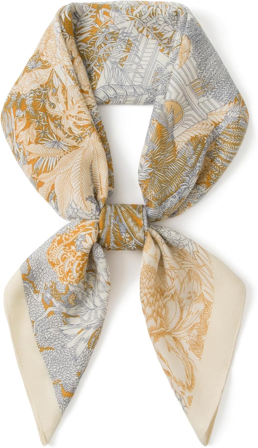 Wool Feel Square Scarf Wrap - Featherlight & Wrinkle-Free, 35"x35" Shawl for Travel & Office. Ready-to-Gift. - Image 3