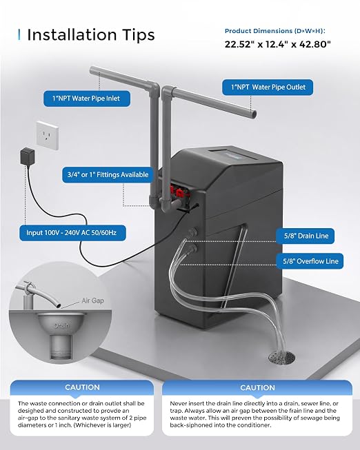 Water Softener System, 40,000 Grain Smart Whole House Water Softener with 5" Touchscreen, App Control, Up-Flow Regeneration, Salt Reminder & Vacation Mode, CS32-1035 miniatura 7