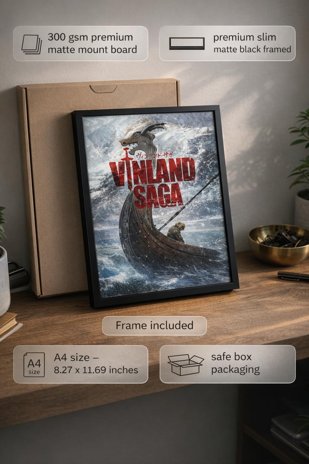 Vinland Saga Framed Poster (A4 Size) | Premium Matte Anime Wall