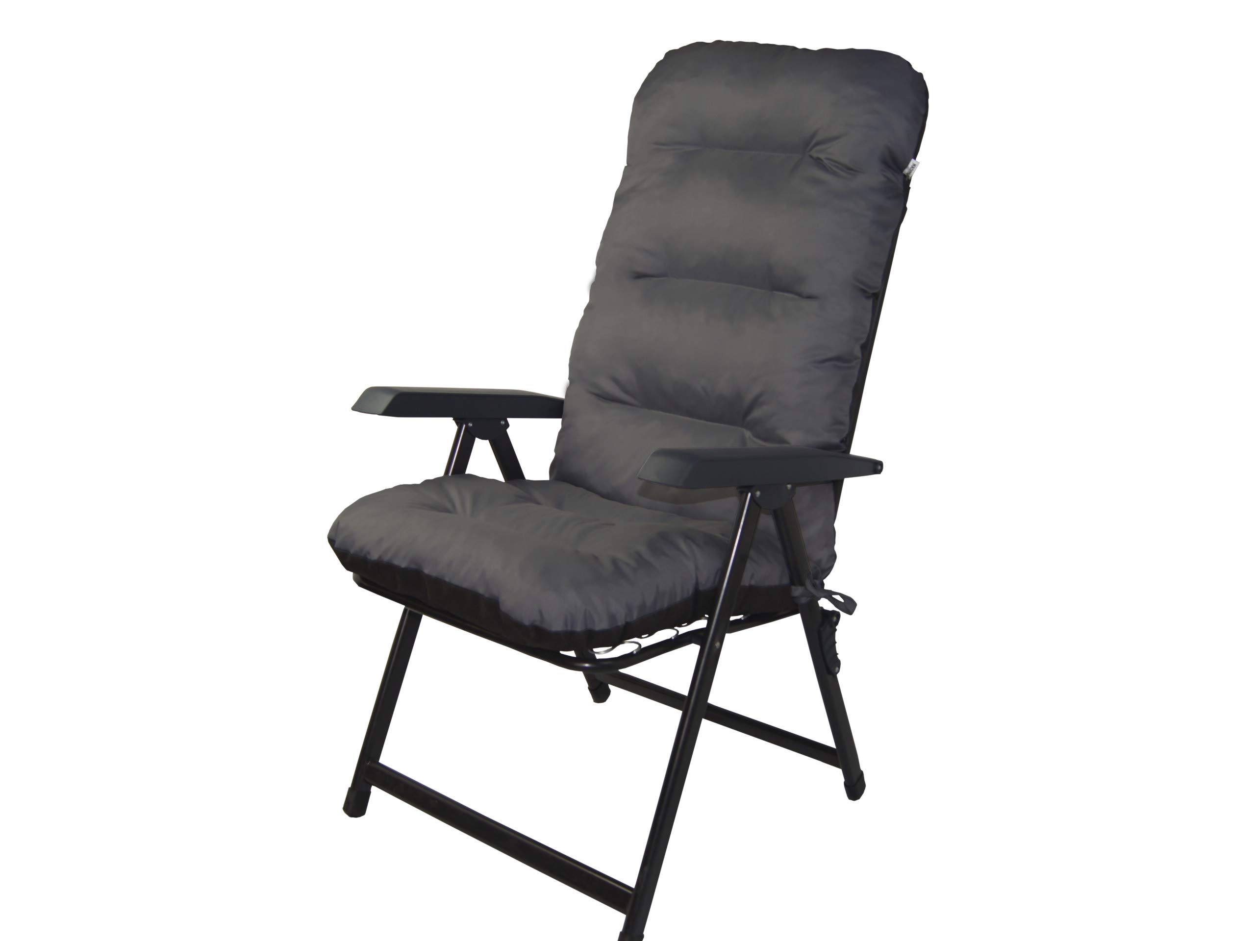 4X Stuhlauflagen für Gartenmöbel Sitzpolster für Hochlehner Gartenmöbelauflagen, Chair, Gartenstuhl-Auflage - 120 x 48 x 7 cm - Grau/Graphit - 4 Stück