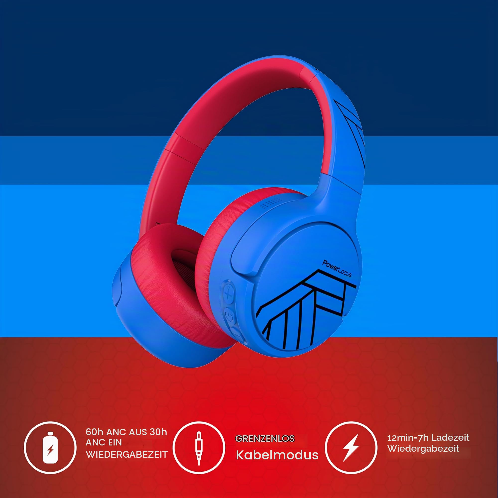 PowerLocus Bluetooth Kinder Kopfhörer Noise Cancelling,Lautstärkebegrenzung
