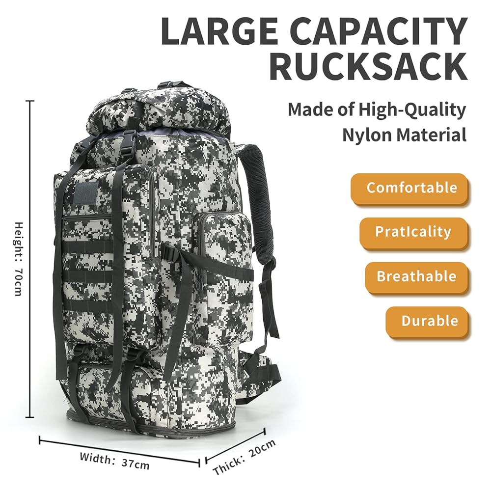 TianYaOutDoor Hiking Daypack for Men Large Army Rucksack molle bag Military  Tactical Backpack for Outdoor Traveling Camping, City Camo, Large, ...