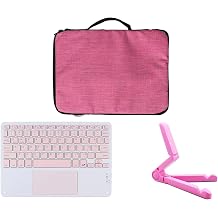 Microcase Samsung Galaxy Tab S11 11 inch Tablet ile Uyumlu Toucpad Bluetooth Klavye + Tablet Stand  - Pembe AL5194