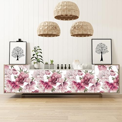 Miniatura 6 de Papel tapiz autoadhesivo para despegar y pegar, diseño floral, papel de contacto extraíble, papel tapiz autoadhesivo con acuarela, muebles antiguos