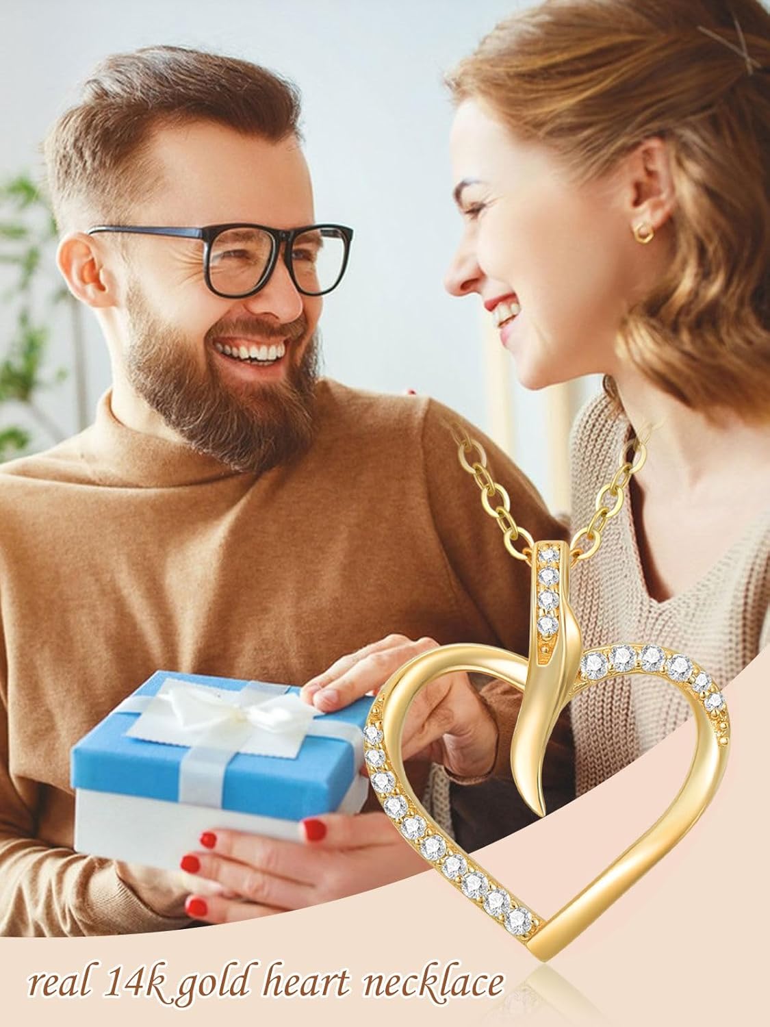 14K Solid Gold Heart/Double hearts/Crystal/Celtic Knot/Y Lariat/Diamond Dainty Hear... - Image 2