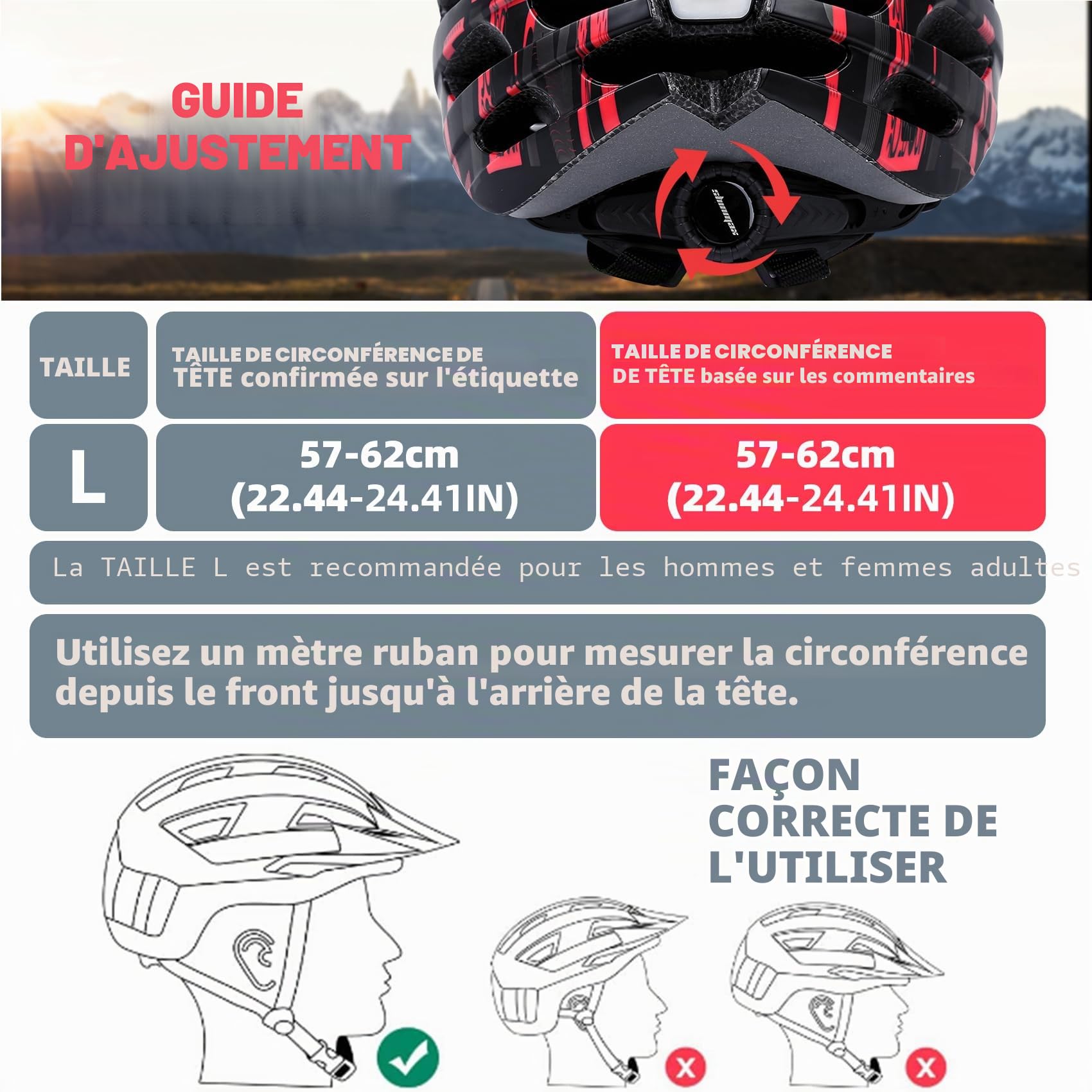 KINGLEAD Casque de Vélo MTB avec Lunettes Magnétiques et Lumière Rechargeable USB, Casque de Course Ajustable avec Bandes Réfléchissantes