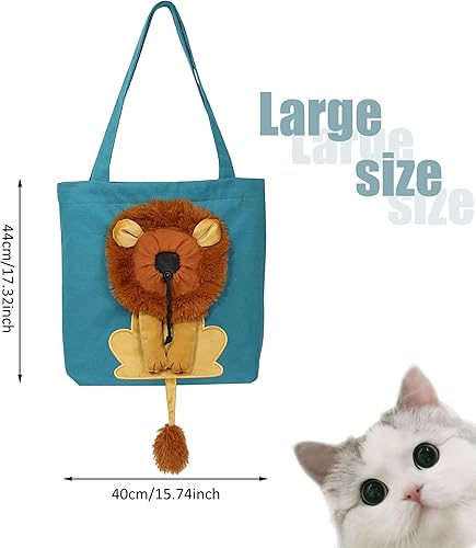 Miniatura 3 de YOOLEETC Bolso de hombro con forma de león en forma de lona para mascotas, Outcrop, Pet Out Bag.