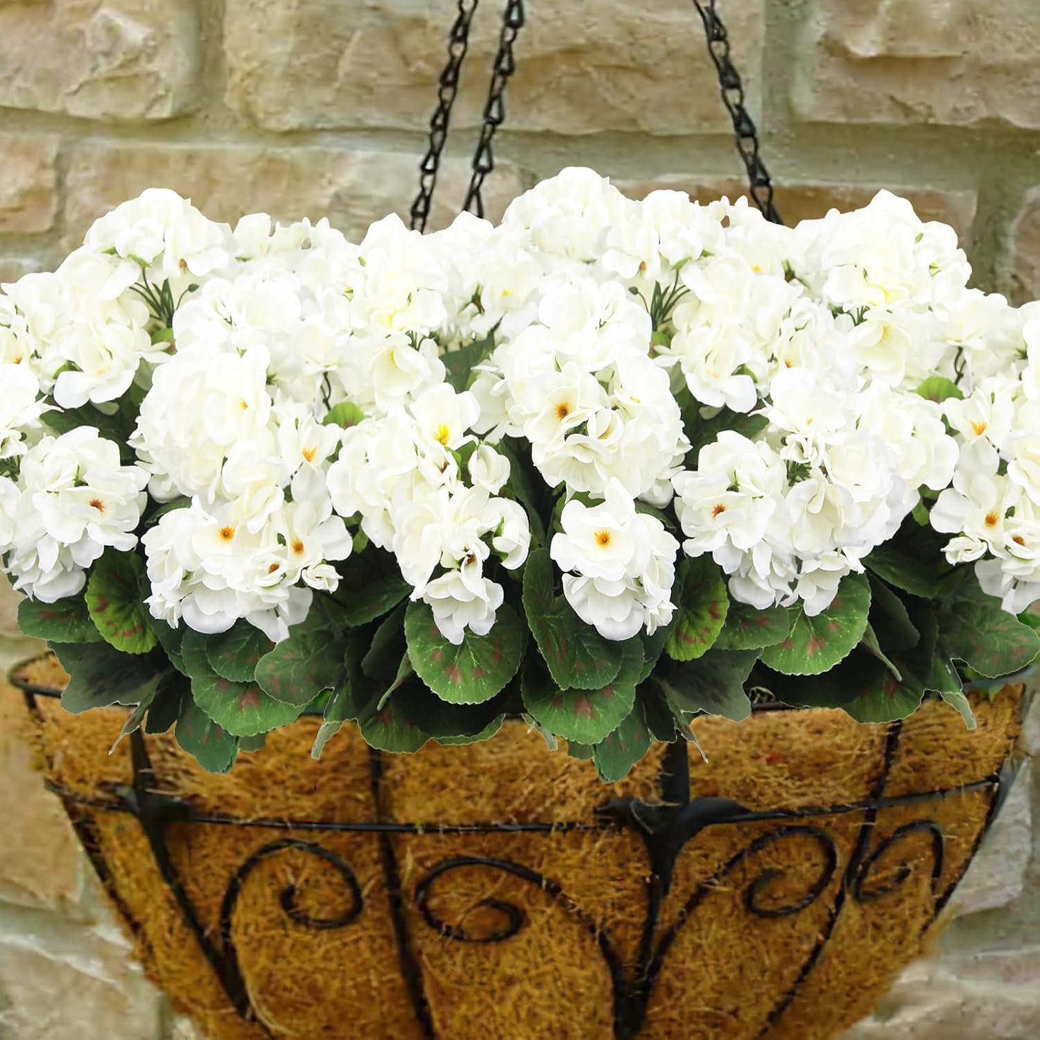 8 Pcs Artificial Geraniums Flowers White Silk Geraniums for Outdoors UV Resistant Artificial Geranium Bush Faux Flowers Plant for Garden Home Decor Indoor Patio Vase Table Centerpiece - Image 6