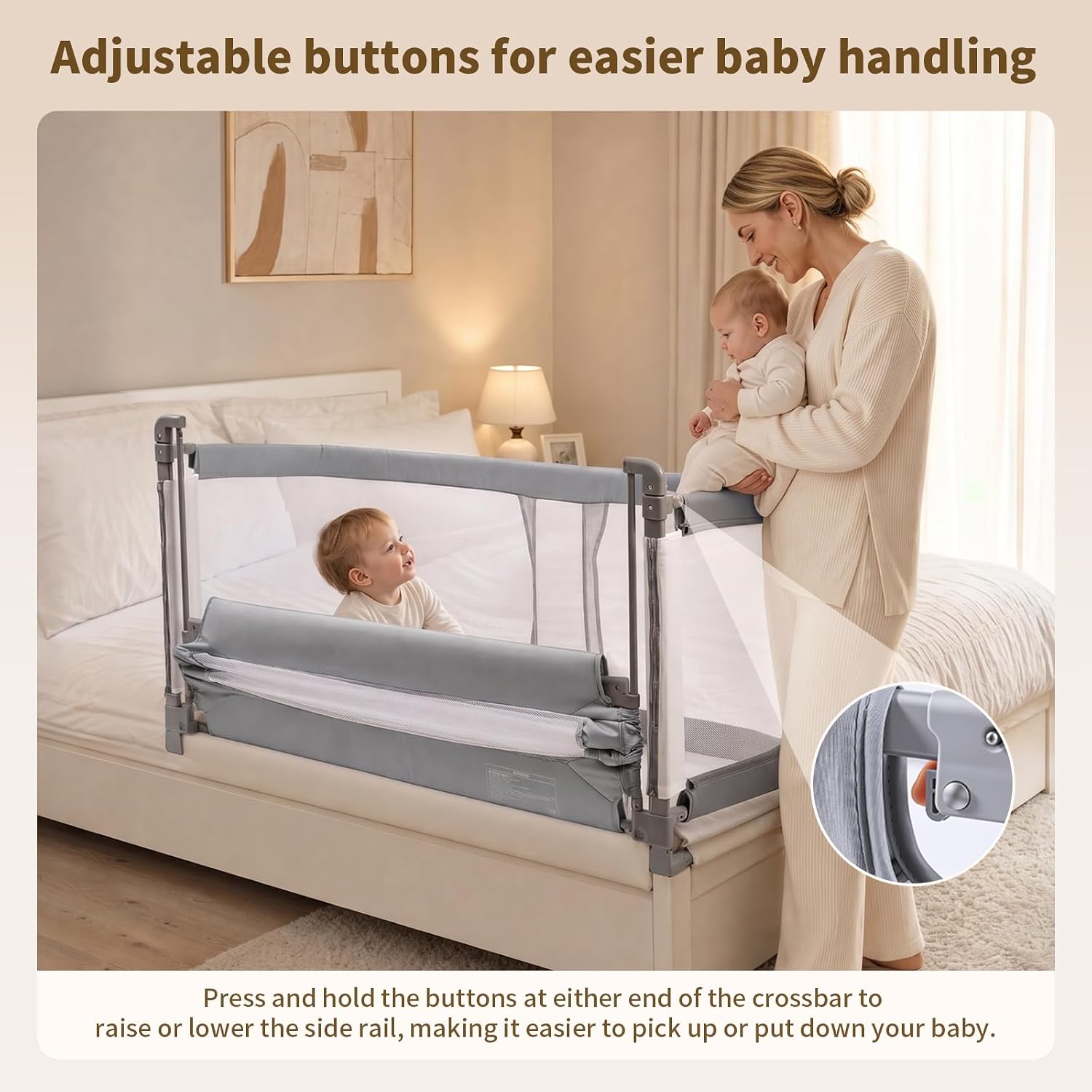 Co Sleeper for Baby in Bed, Baby Bassinet Bedside Sleeper, Portable Crib for Baby, Washable, Breathable Mesh | Height-Adjustable Frame