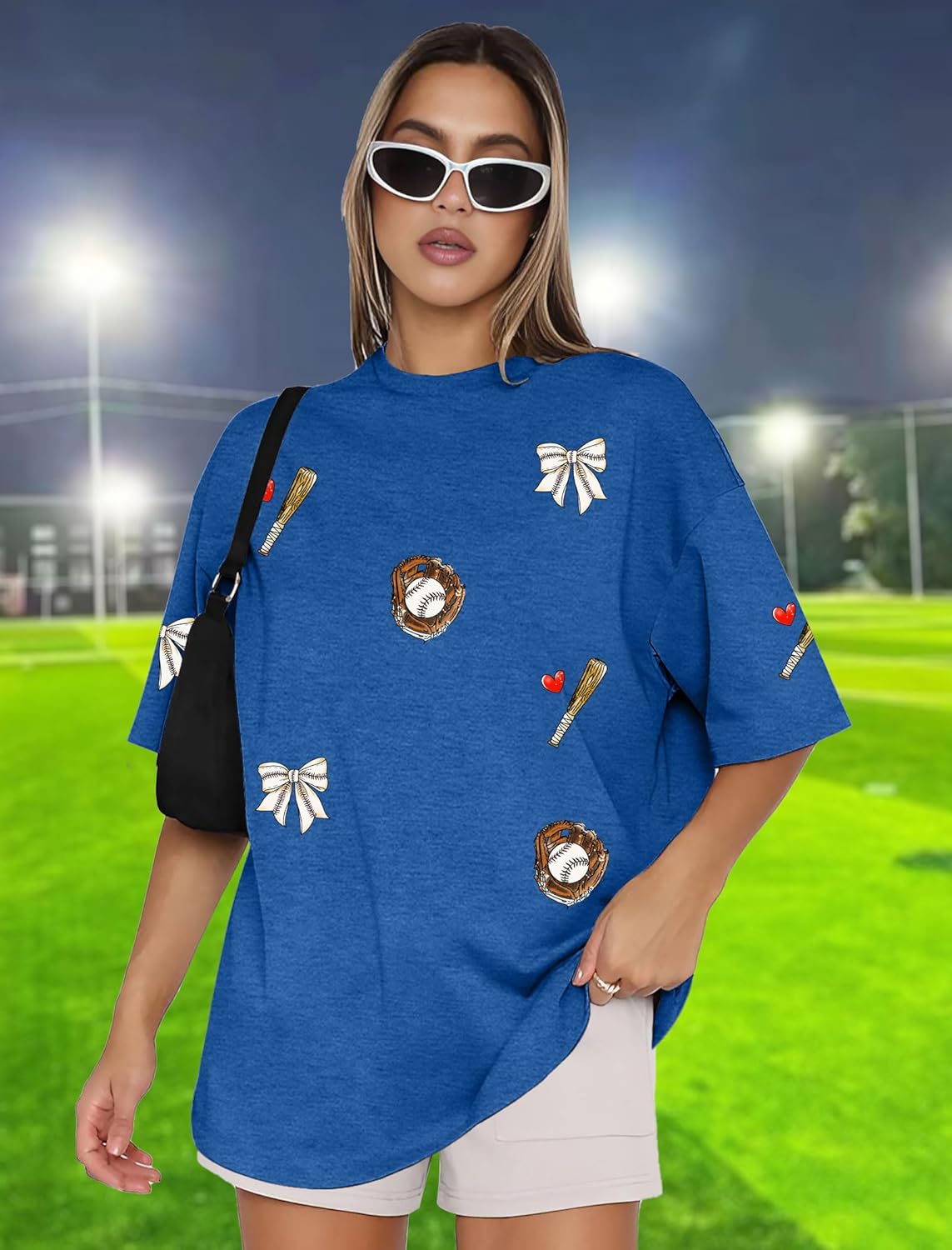 Baseball Shirt Women Oversized:Baseball Mom Shirts Game Day Baseball Tops Summer Casual Loose Short Sleeve Tee - Image 3