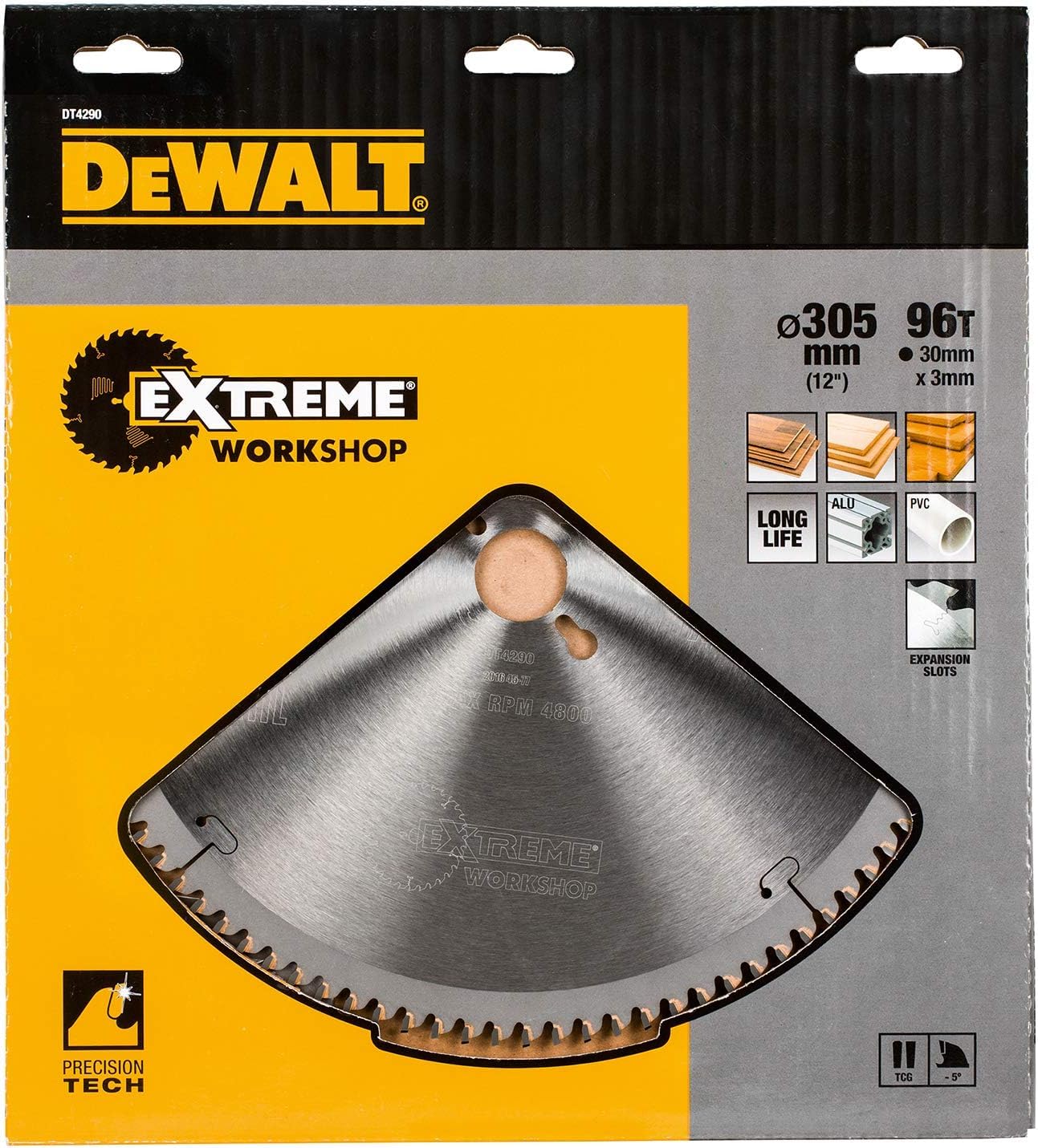 DeWalt DT4290-QZ - Hoja de sierra circular para maquina estacionaria, 305 x 30 mm, 96D TCG -5º