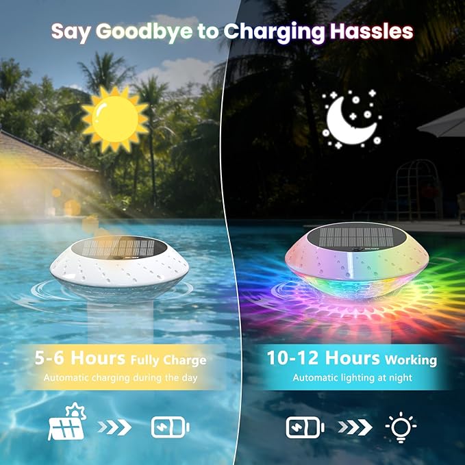 Kitloo Flotador Cloro Solar LED RGB 1800mAh IP68 Piscina 1 Unidad miniatura 2
