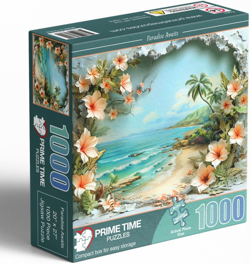 1000 Piece Jigsaw Puzzle for Adults - Tropical Flowers and Hawaii Beaches - Challenging Puzzle Perfect for Game Nights - 1000 Piece Puzzle for Adults. 20x27 inches