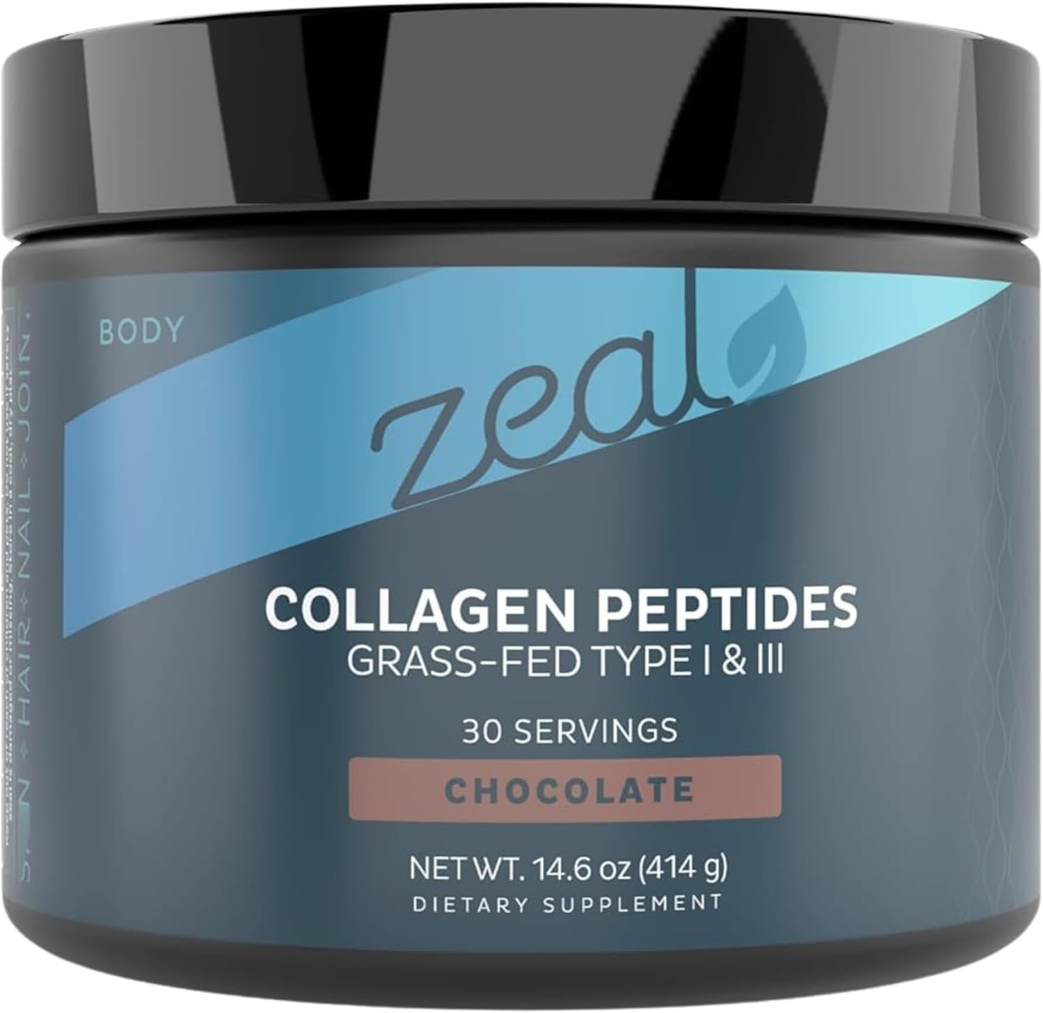 Zeal Naturals Hydrolyzed Collagen Peptides Powder, 10g Protein | Grass-Fed Collagen for Women & Men | Essential Amino Acids | Hair, Skin, Nails, Bone Health | 30 Servings, Pure Chocolate
