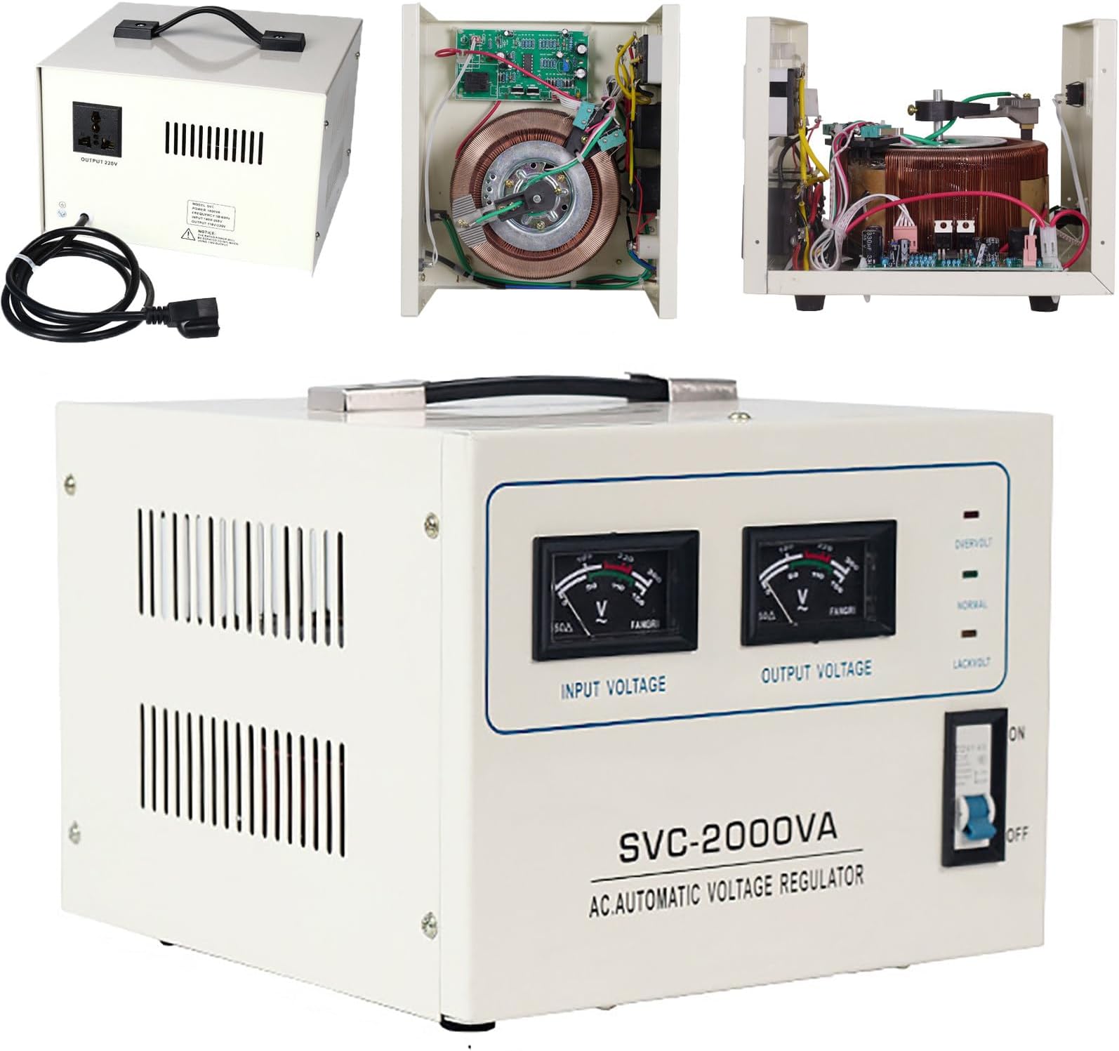 Fully Automatic Voltage Stabilizer for Heavy Use, High Accurate 160v-240v Single Phase Voltage Stabilizer, 110v/220v Stable Output, For Computers, Refrigerators, Tvs 2000VA