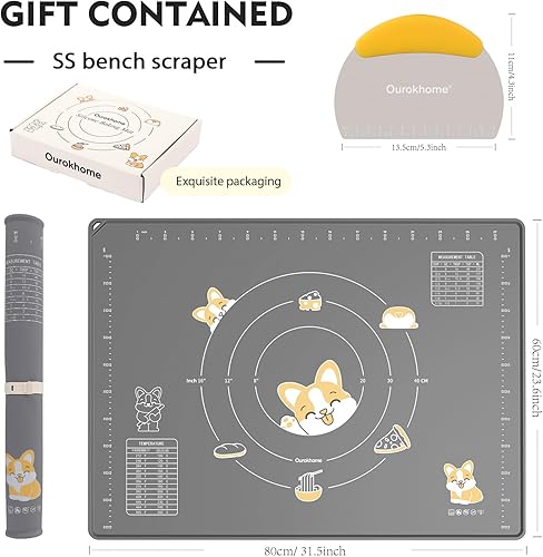 Miniatura 2 de Ourokhome Alfombrilla de silicona para hornear, 32 x 24 pulgadas, gris