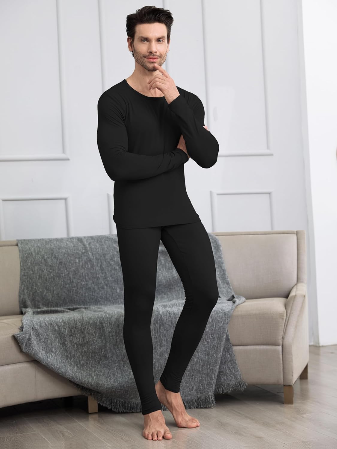 URATOT 3 Sets Men's Thermal Underwear Set Fleece Lined Long Johns Thermal Underwear Base Layer Set for Men Cold Winter - Image 6