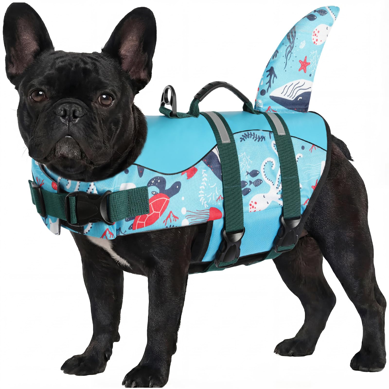 ASENKU Shark Dog Life Jacket in Ocean theme