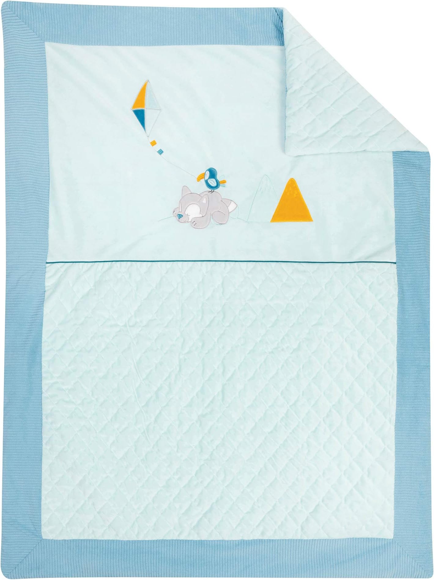 Nattou Wolf-Tiloo Babies' Blanket, 100 x 135 cm, Tim and Tiloo Collection, Blue