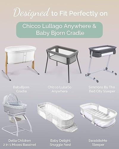Miniatura 2 de TotCare Sábanas bajeras de moisés para Chicco LullaGo Anywhere, Baby Bjorn Cradle y colchón de 14 x 29 pulgadas, suaves como la mantequilla, sábanas