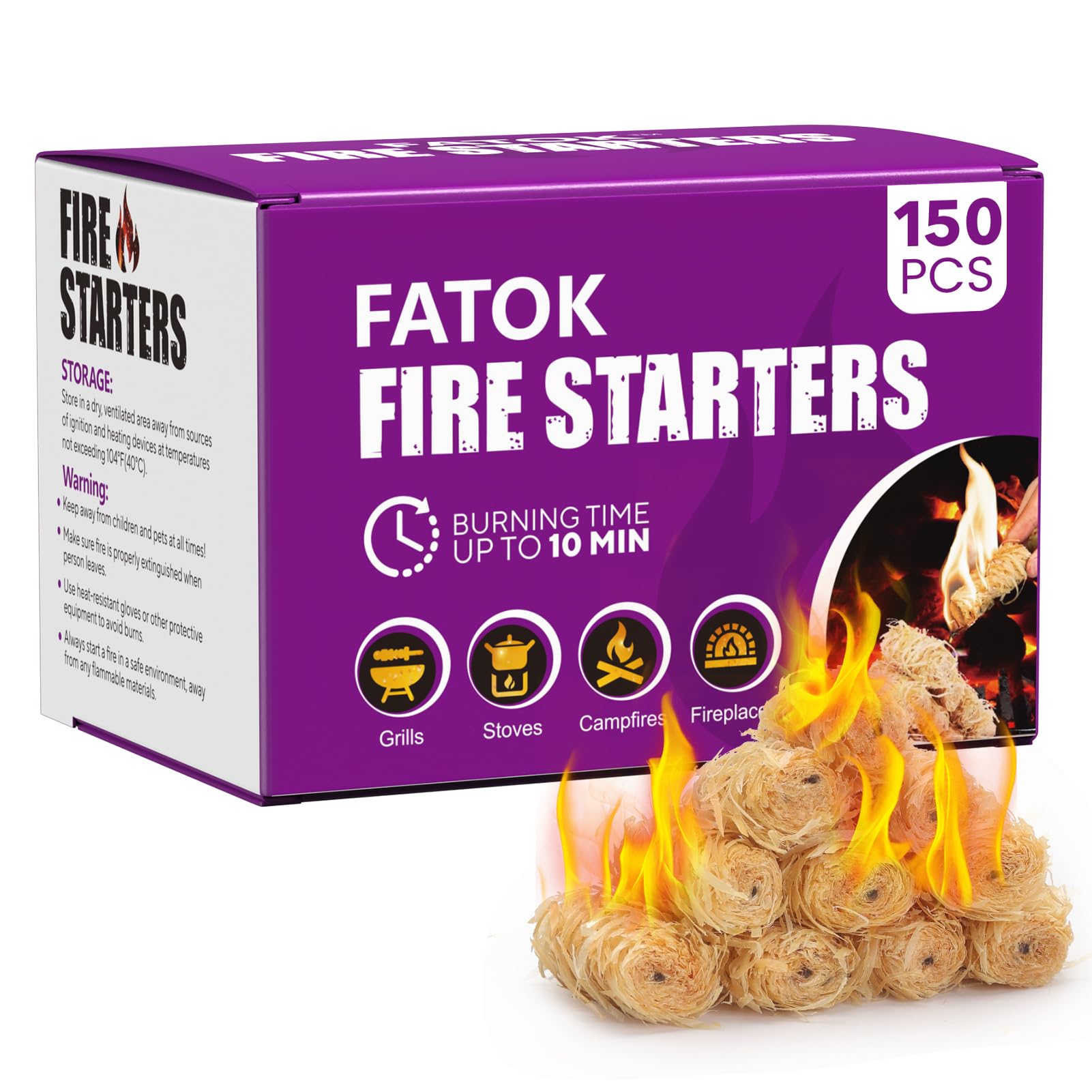 150 Stück Feueranzünder, Natürlicher Zitronengras Feuerstarter für Kamin, Kamin, Kamin, Grill, Kamin, Pizzaöfen, Pellet- und Brennholzöfen, Anzünder