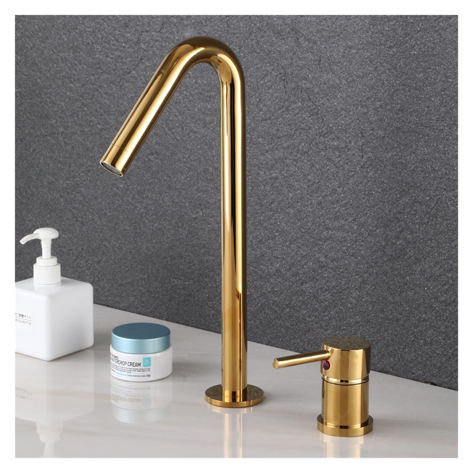 Sxithgkdw Gold Brushed En Basin Faucet 5 Colors Single Handle Widespread Bathroom Sink Mixer Tap Deck Mounted Bathtub Mixers Crane (Color : )