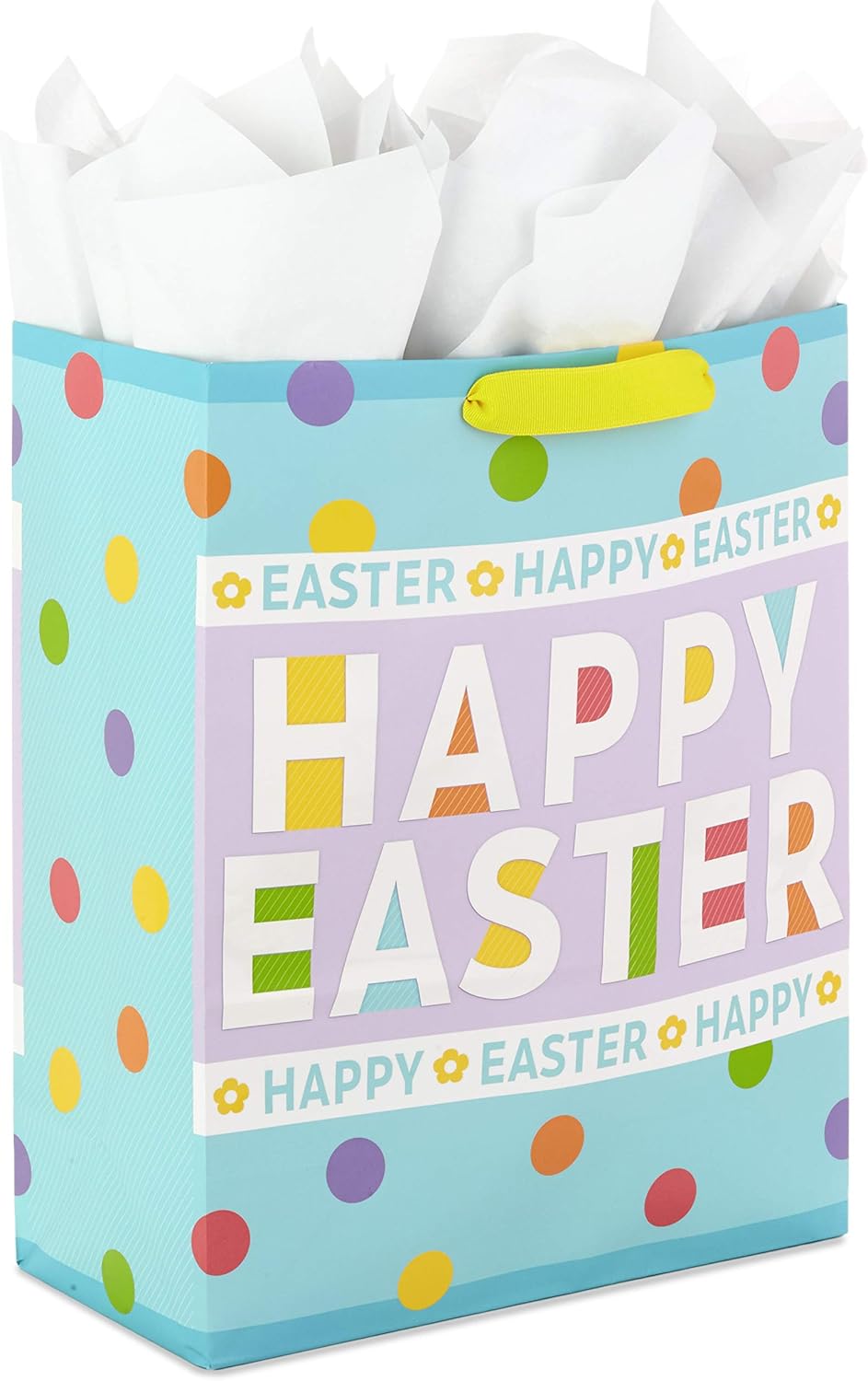Hallmark 15″ Extra Large Easter Gift Bag with Tissue Paper (Happy Easter, Polka Dots) for Easter Baskets, Easter Egg Hunts and Kids Presents