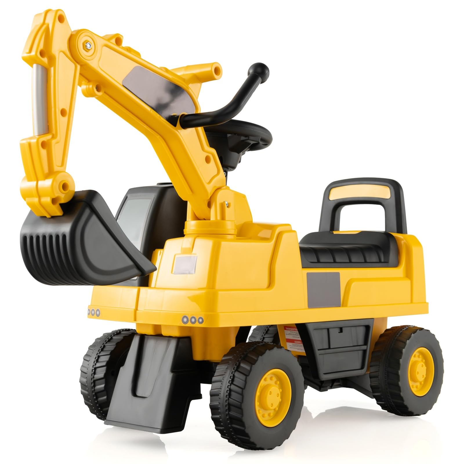 Licensed Ride on Excavator, Toddler Ride on Push Car with Digging Bucket, Under Seat Storage, Foot to Floor Walker Sliding Truck Construction Vehicle Toy Gift for Kids
