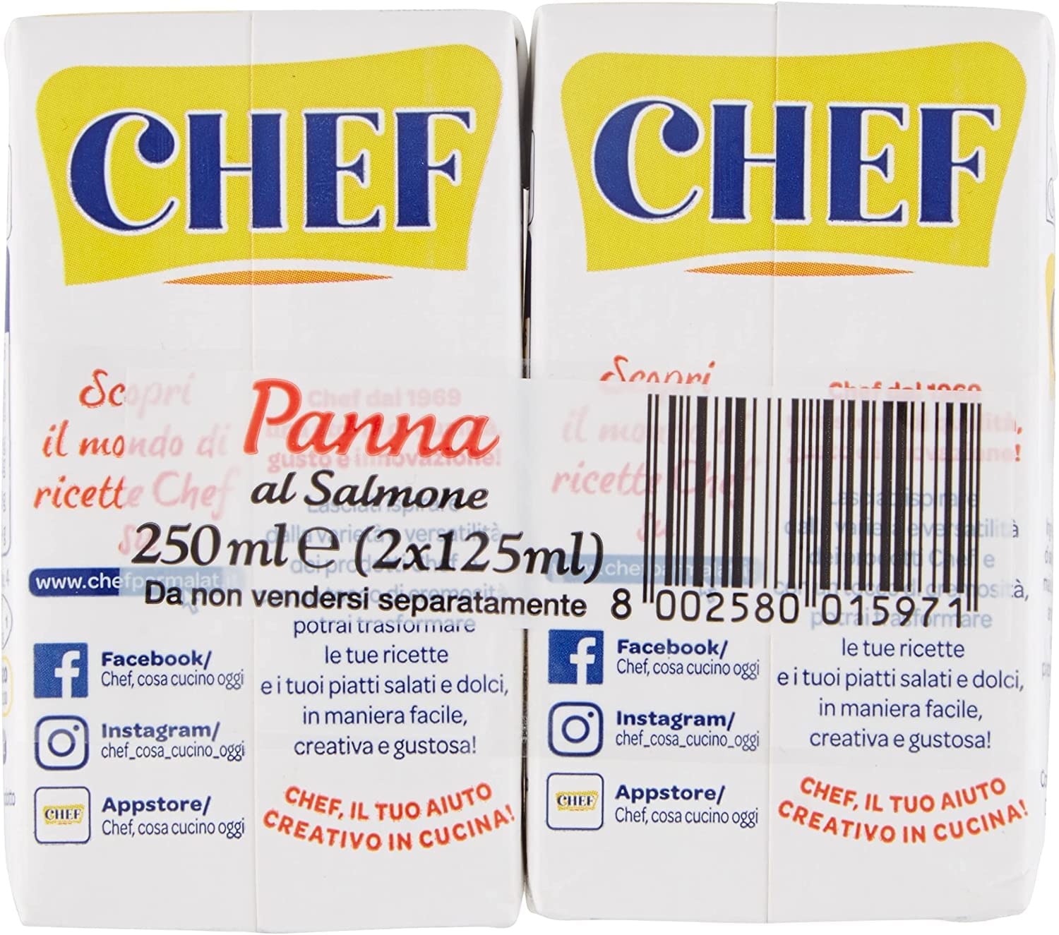 6x Parmalat Panna Chef al Salmone Sahne Kochcreme creme mit Lachs 2x125ml